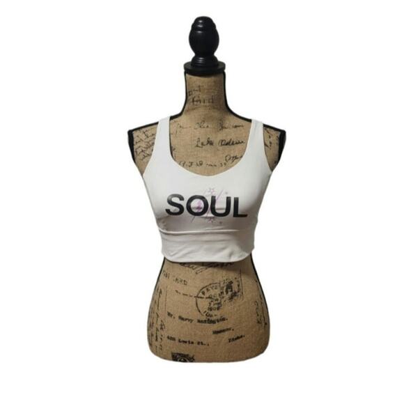 Soul Cycle x lululemon white/purple crop workout top, size 6 - Picture 1 of 3